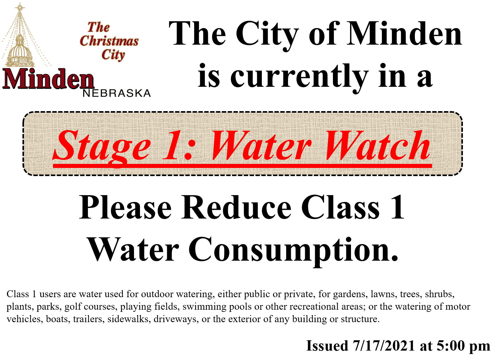 Stage 1 Water Watch Release--June 17 2021