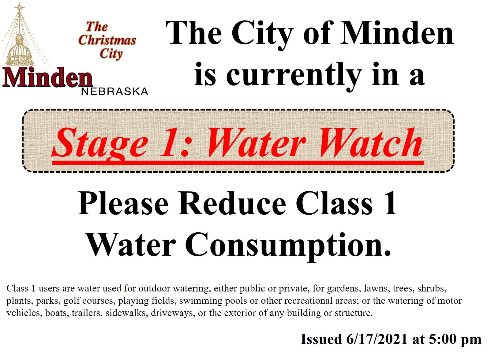 Stage 1 Water Watch Release--June 17 2021